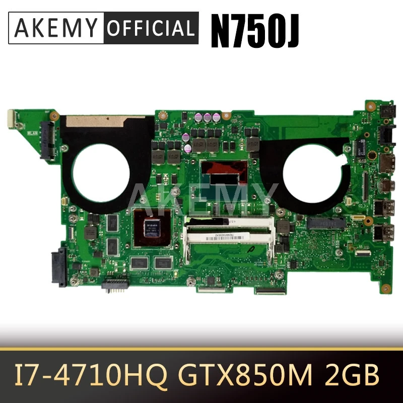 Материнская плата для ноутбука Akemy N750JK Asus N750JV N750J материнская HM86 REV3.0 I7-4710HQ CPU GTX850M 4GB