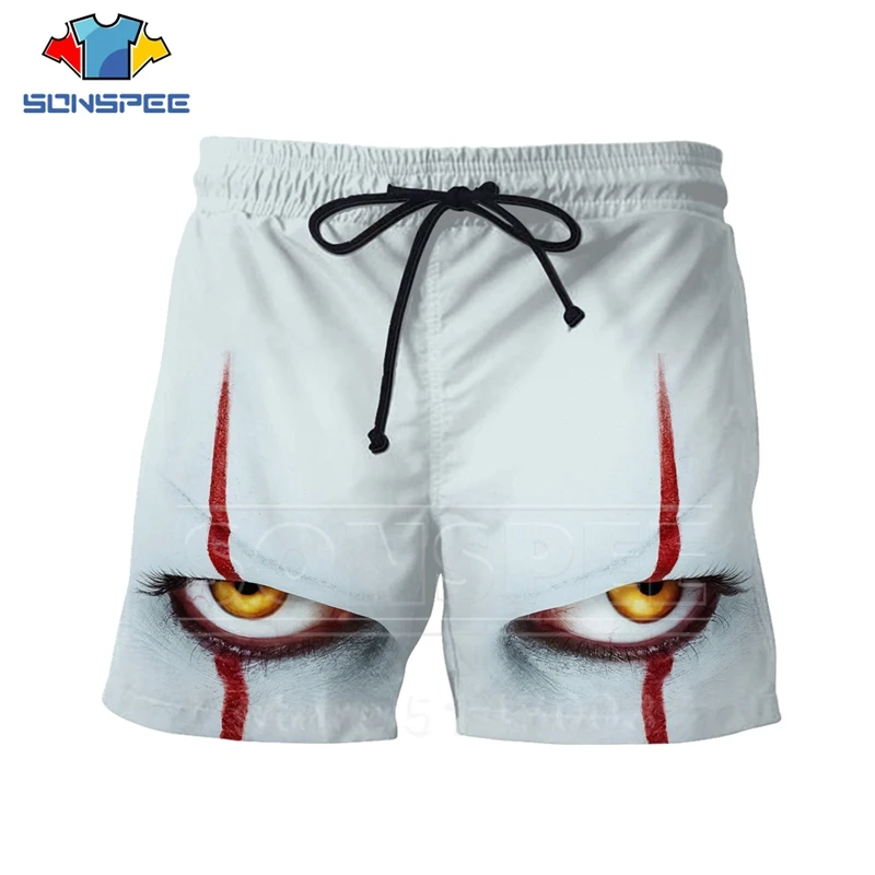 Летние мужские и женские шорты Pennywise с 3D принтом, два клоуна, пляжные, хип-хоп, уличные, спортивные, для фитнеса, модные эластичные штаны, C063-6