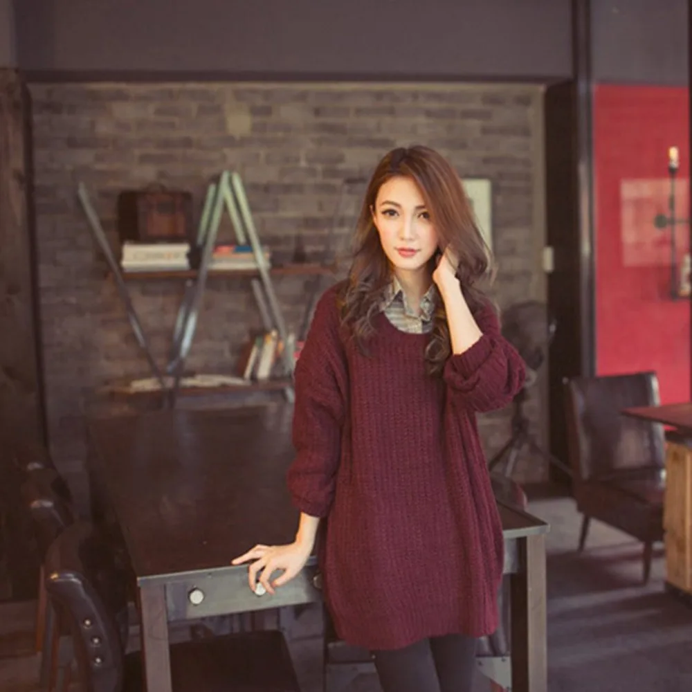 Fashion Medium Length Women Loose Sweaters Round Collar Slim Fit Warm Pullovers Leisure Daily Wear Autumn Female Knitting Tops