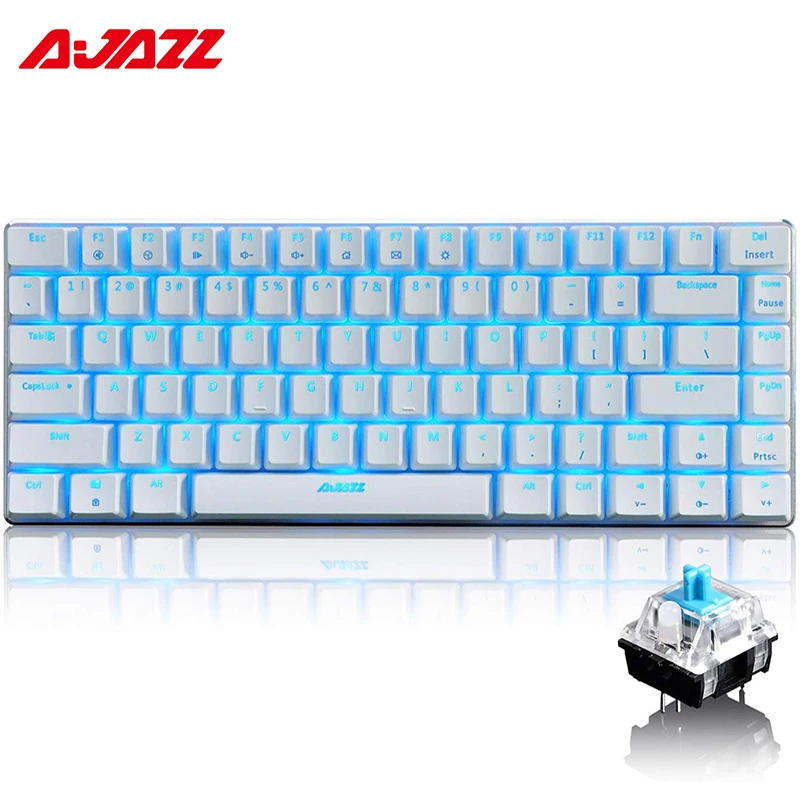 

Ajazz AK33 82 Keys Russian Wired Gaming Keyboard Mechanical Keyboard Blue/Black Switch RGB Backlit Conflict-free Rollover gamer