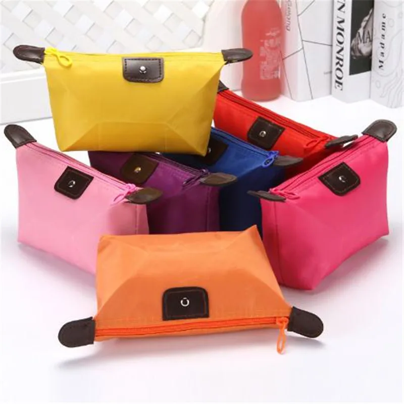 

10 Colors Dumpling Makeup Bag Unisex Solid Oxford Cosmetic Bag Soft Round Portable Make Up Bag Zipper Travel Bags