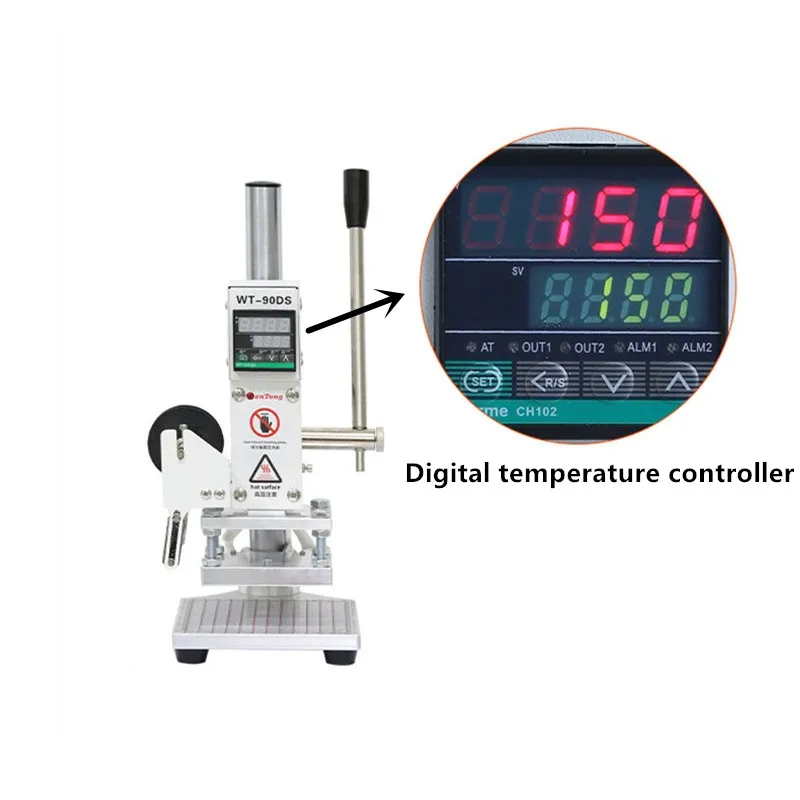 Hot Stamping Machine for Leather Embossing Small Manual Digital Logo Leather PVC Card Papers Hot Branding Machine Tools WT-90DS
