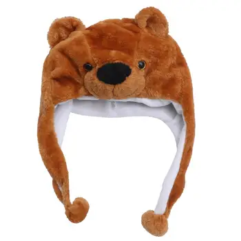 

Animal Plush Hat Cartoon Funny Adorable Delicate Cute Simulation Brown Bear Cap Kids Performance Props Novelty Toys