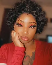 Beeos-peluca corta con rulos de corte Pixie 250%, 4x4, pelucas de cabello humano brasileño Remy, cabello humano de 8 pulgadas prearrancado con pelo de bebé