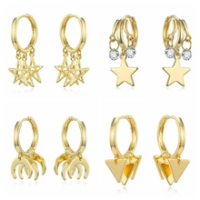 Fashion Gold Earing Star Moon Ontwerp Crystal Earring Voor Vrouwen Party Korea Oor Sieraden 2020 Nieuwe(China)