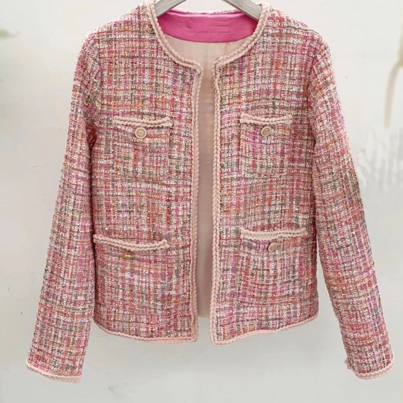 pink tweed suit plus size