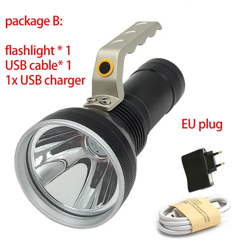 lamp and EU plug Тактический светодиодный фонарик мощный светодиодный USB Перезаряжаемый ручной ламповый фонарь вспышка прожектор фонарь для рыбалки кемпинга Torcia - Испускаемый цвет: lamp and EU plug
