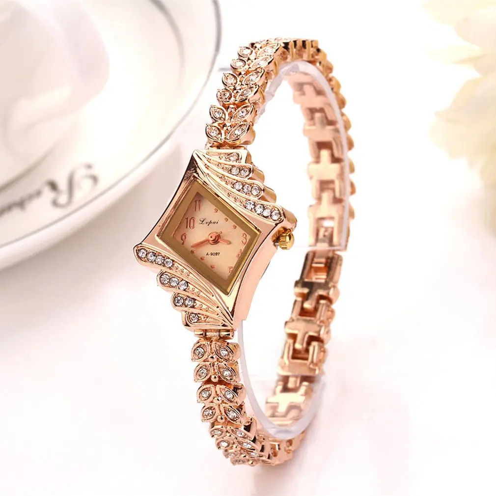 

Slim Leaves Band Rhinestone Women Bracelet Watches Female Quartz Watch Fashion Ladies Wrist Watches Best Gift