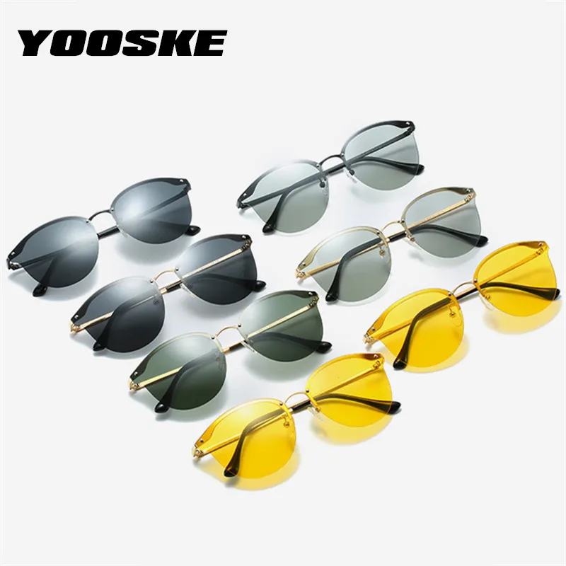 YOOSKE для вождения фотохромные Солнцезащитные очки женские поляризованные солнцезащитные очки «кошачий глаз» классические Хамелеон Обесцвечивающие очки UV400