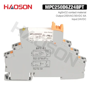 

1pc MPC250D6Z24BPT Plug-in Spring Connected Industrial Relay 24V Input 250VAC 30VDC 6A Output Ultra-thin Voltage Relay Module