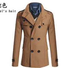 Осеннее и зимнее шерстяное пальто, мужское шерстяное пальто средней длины, двубортный толстый европейский и американский пиджак