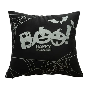 

45x45cm Home Glow In Dark Pumpkin Witch Soft Cover Halloween Decoration Festival Sofa Car Protective Pillow Case Zipper
