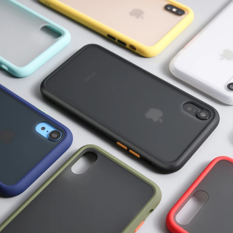 

Armor Shockproof Phone Case For iPhone 11 Pro Max XR X XS Max 7 8 6 Plus Case Soft Slicone+PC Semitransparent Phone Cover Bag
