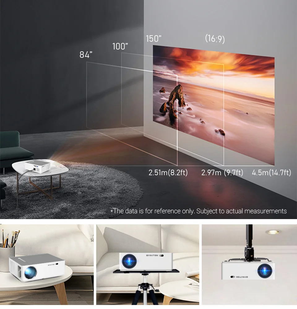 best projector BYINTEK MOON K20 Full HD 4K 1920x1080p Android Wifi Smart LED Video Home Theater Projector Proyector for Smartphone rca projector