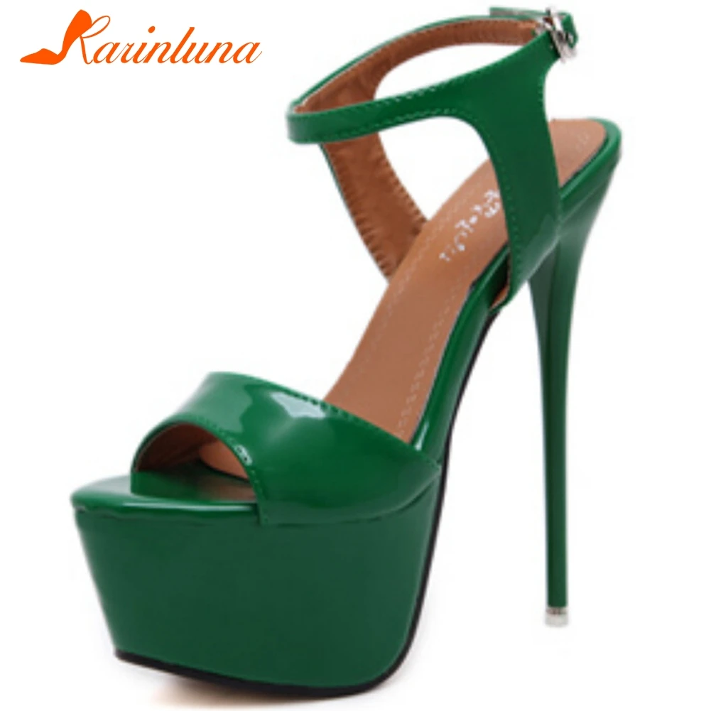 

Karinluna 2020 Hot Sale Large Size 34-46 Peep Toe Party Wedding Sandals Woman Shoes Women Thin High Heels Shoes Women Sandals