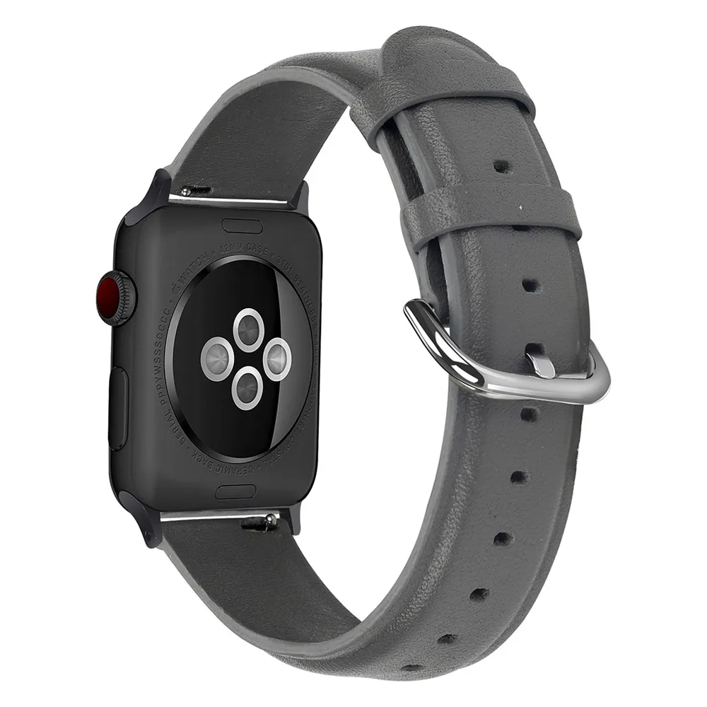 Gray Ремешок для часов из натуральной кожи для Apple Watch 5, 4, 44 мм, 40 мм, 38 мм, 42 мм, спортивный ремешок, браслет, аксессуары для iwatch 3, 2, 1 - Цвет ремешка: Gray