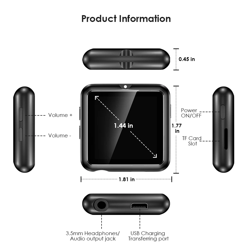 Сенсорный экран портативный MP3 плеер с Bluetooth HiFi музыкальный наушники FM радио без