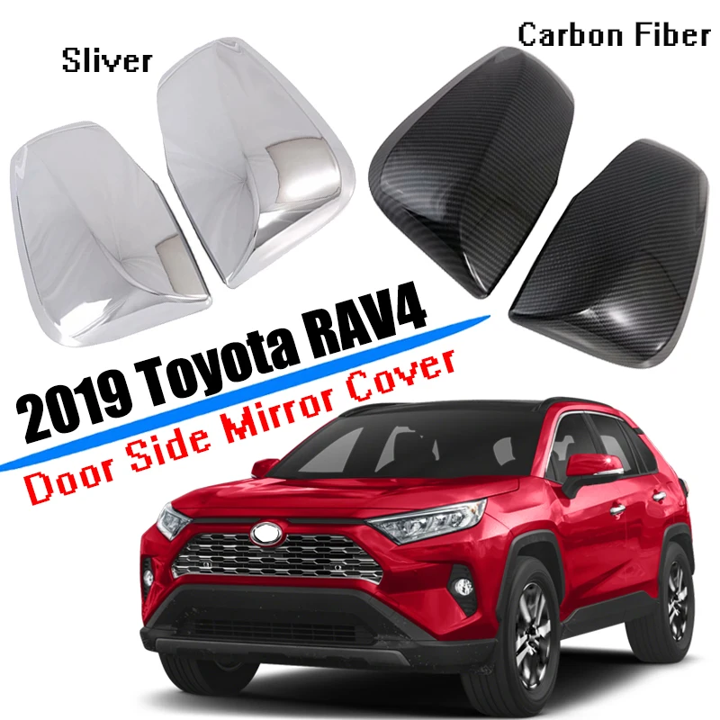 For 2019 Toyota RAV4 Carbon Fiber Style Side Rearview Mirror Cover Trim