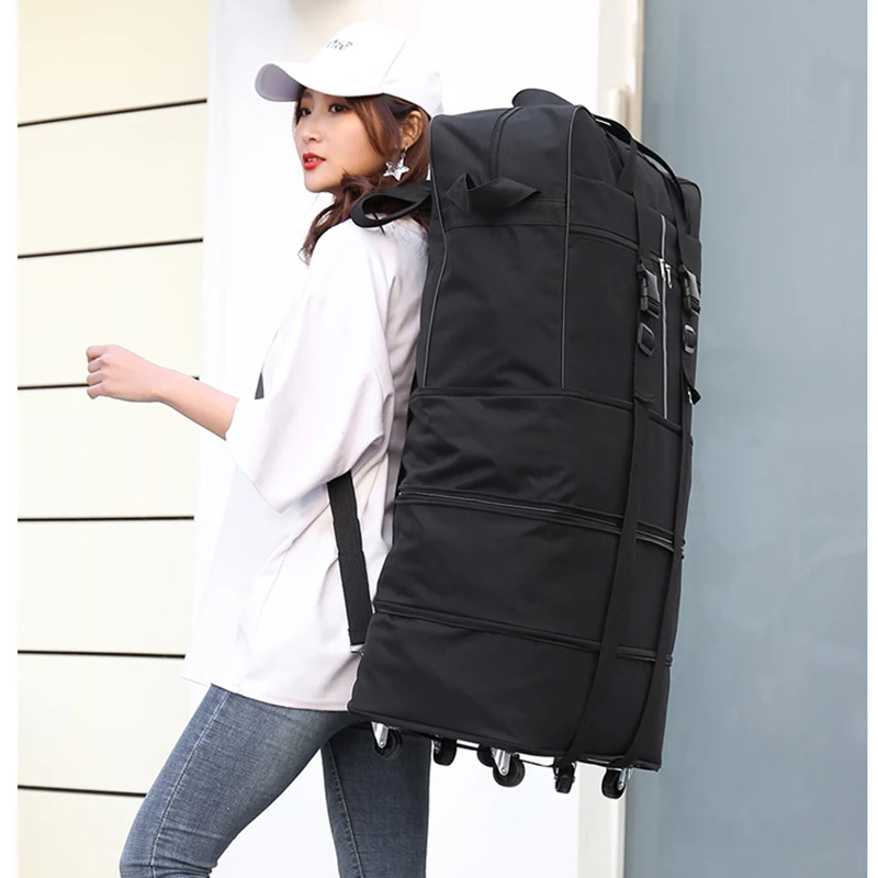 Large Capacity Portable Travel Bag Rolling Luggage Expansion of Checked Baggage Clothing Storage Backpack Oxford | Дом и сад