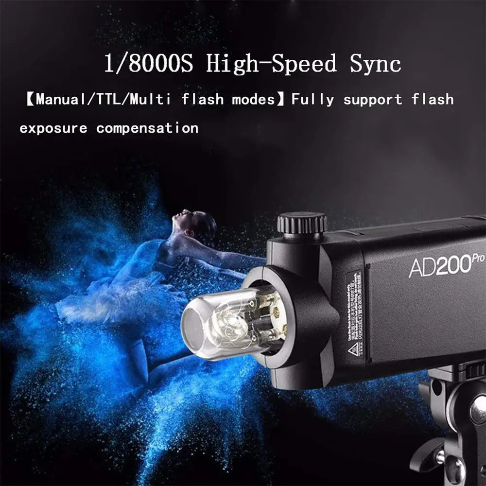 US $644.41 Godox AD200 Pro AD200Pro 200Ws TTL 18000 HSS 24G Flash StrobeOutdoor Flash Light For Sony Nikon CanonBare BulbSpeedlite
