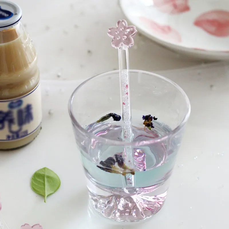 Cherry Flower Cat's Claw Star Diamond Stirring Rod Shiny Glass Stick Heart-shaped Cherry-shaped Design Stirrer Drinkware Tools cocktail stirrers