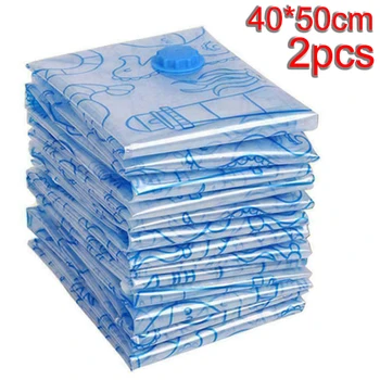

2pcs Space Saver Storage Bag Vacuum Seal Compression Organizer Bag Home Pillows Blankets Organizing Bags
