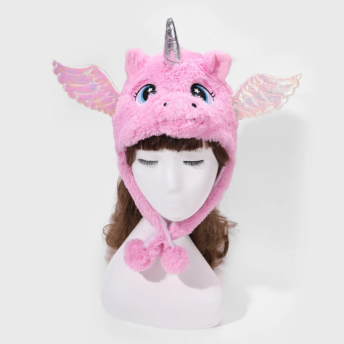 Fluffy Unicorn Fleece Hat With Wings