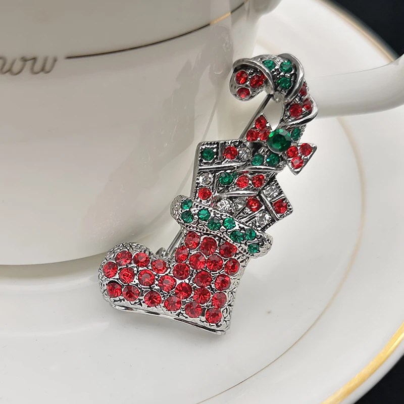 New Christmas Nice Red Boot Brooches Pins Women Full Rhinestones Year Gifts for Ladies | Украшения и аксессуары