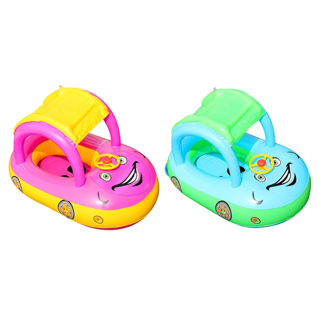 Baby Foating Sitting Ring Swimming Thickened Inflatable Boat PVC Inflatable Baby Toy Boat Children's Water Toy With Canopy 1