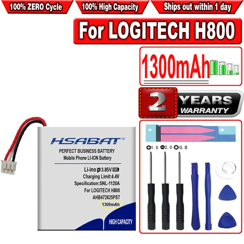 HSABAT 1300 мАч 533-000067 AHB472625PST 981-000337 для наушников LOGITECH H800 LOGITECHH800 перезаряжаемая