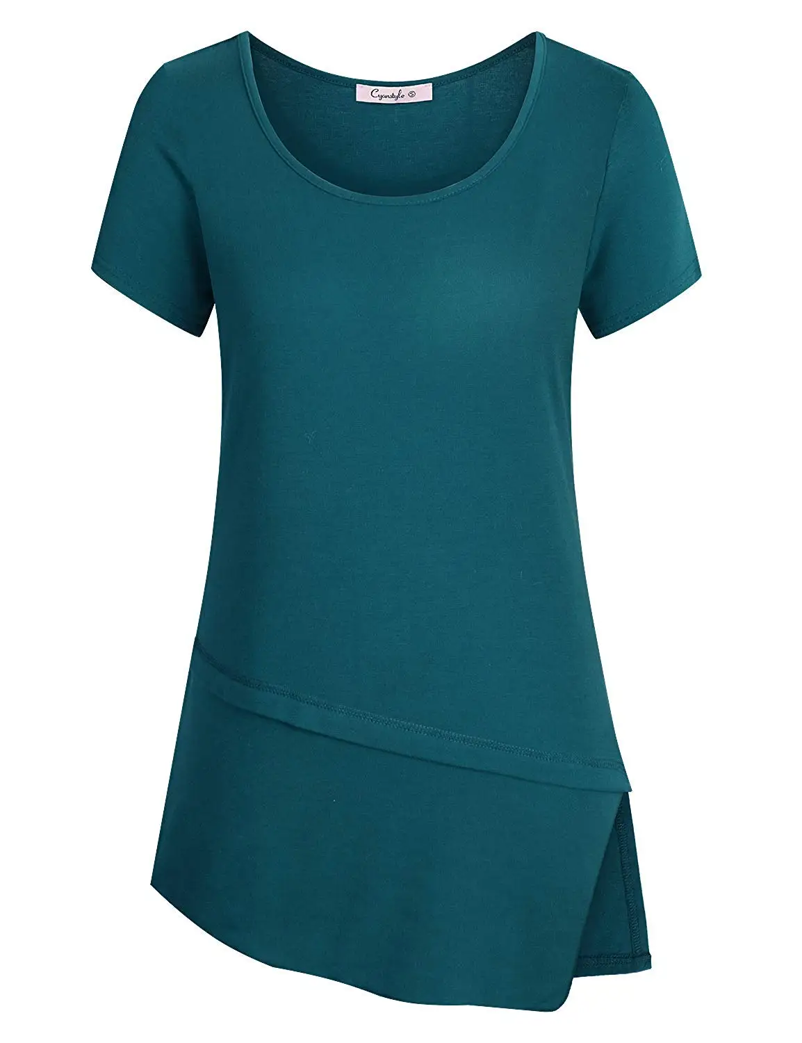 

BC5004 Women's Scoop Neck Short Sleeve A Line Layered Casual Tunic Blouse Top
