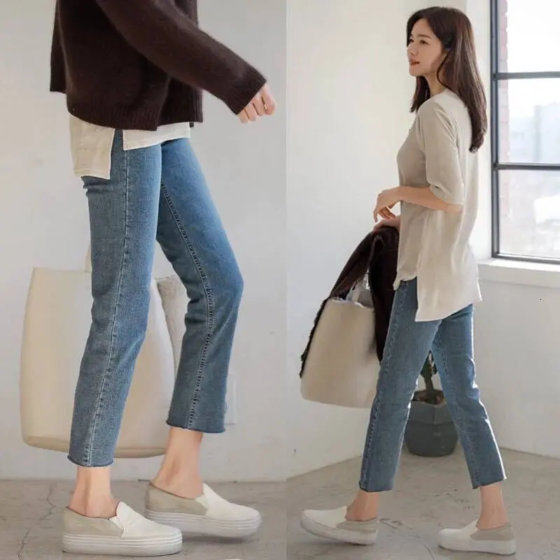 

Increase Down Thickening Jeans You Pregnant Woman Autumn Pants Blue Support Abdomen Bound Feet Self-cultivation Weila