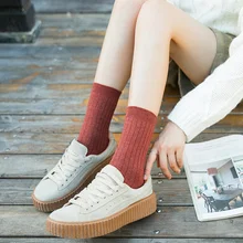 Лидер продаж, 1 пара зимних однотонных плотных носков Harajuku, женские носки унисекс, хипстерские модные короткие носки с животным принтом, сохраняющие тепло