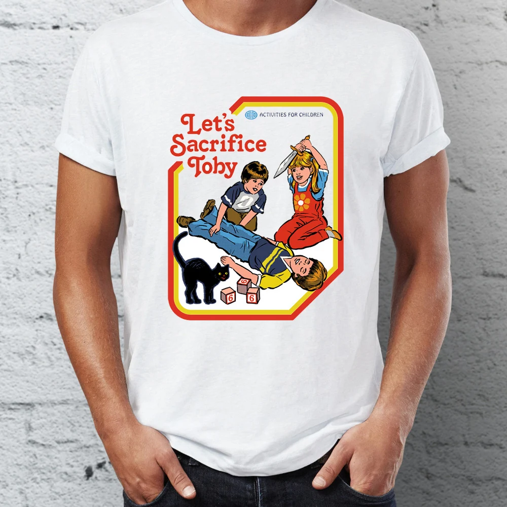 Men's T Shirt Let's Sacrifice Toby Satan Dark Lord 80s Retro Tee
