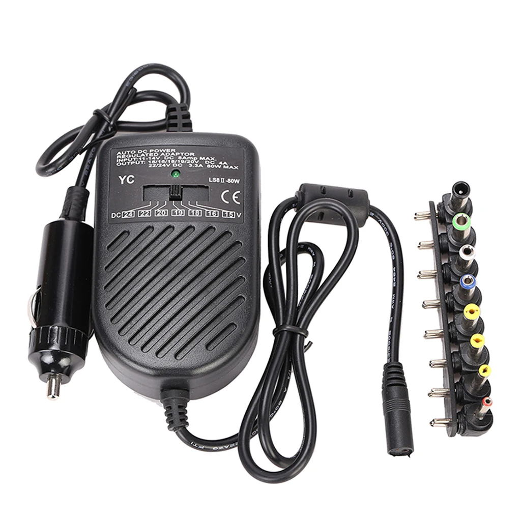 Car Charger Power Supply Adapter 15V-24V 80W For Notebook Laptop 1 set