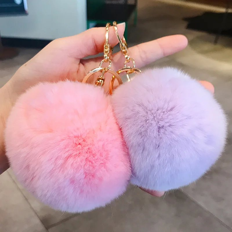 

Creative-Faux Rex Rabbit Pom-pom Key Ring Cute Car Plush Keychain Accessory Accessories Schoolbag Pendant