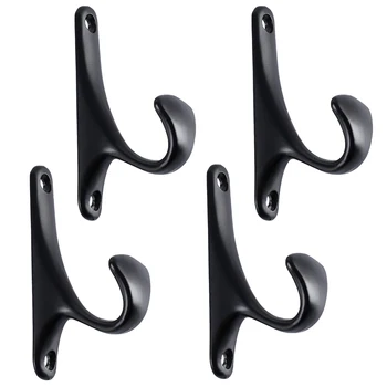 

4PCS/Pack Black Zinc Alloy Hooks Rustic Key Coat Bag Hat Hanger Rustic Robe Hooks Wall Hanging Hooks Coat Rack Cloth Hook Hanger