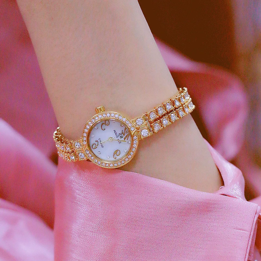 

Luxury Full of Crystals Diamond-embedded Watch Stainless Steel Belt Quartz Watch Bracelet Watch Students Watch