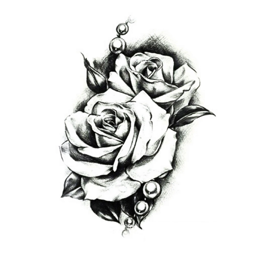 1 Pc Temporary Tattoo Stickers Removable Paper Waterproof 3d Rose Arm Body Black Arm Sticker Art Tattoos Temporare Tattoos Aliexpress