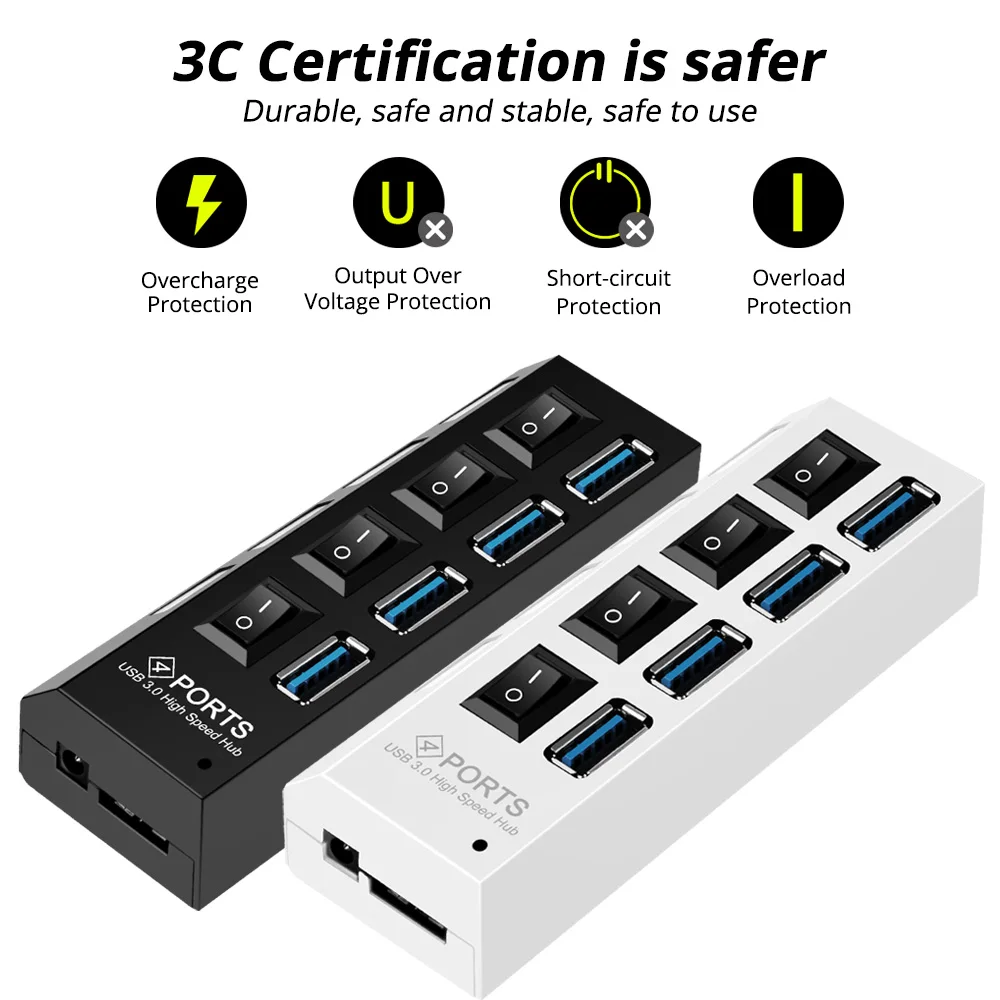 FONKEN usb-хаб 3,0 переключатель светодиодный дисплей 4 порта расширитель 5 Гбит/с хаб клавиатура концентратор разветвитель адаптер для настольный компьютер, принтер планшет мышь