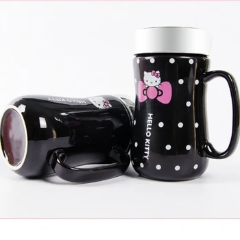 

Cartoon Ceramiccute Water Bottle with Lid 450ml Kitty Cat Portable Flask Kawaii Cup Water Bottles for Women Girls Free Shipping