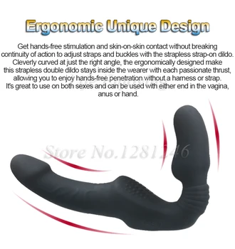 10 Speeds Strapless Strapon Dildo Vibrator Female Double Vibrating G Spot Adult Sex Toys for Women Couple Anal Prostate Massager 4