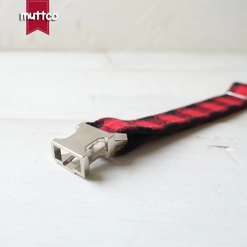 MUTTCO Розничная сетка ручной работы ошейник для кошки красный черный плед прочный