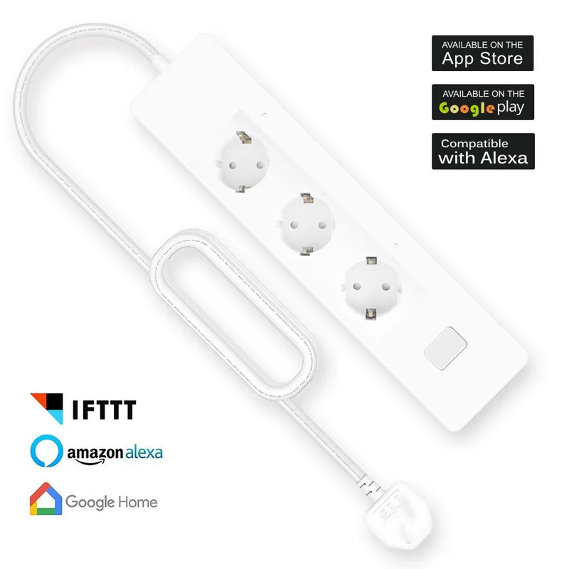 

EU/UK WiFi Smart Power Strip 3AC Outlet 2USB Charger Extension Socket APP Remote Control Timing Voice for Alexa /Google
