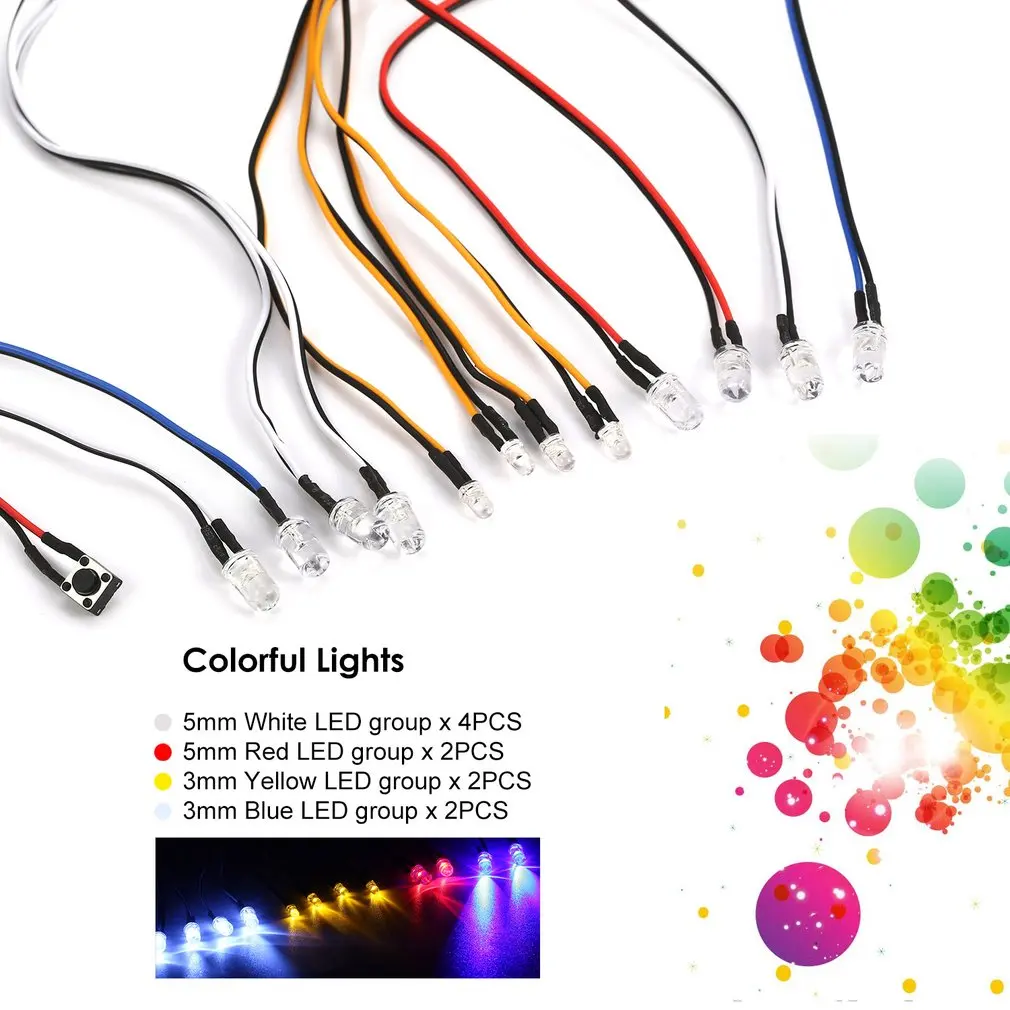 

Hot! Multi-function Ultra Bright LED Lamp Light System Kit for 1/10 1/8 RC Car HSP Traxxas TAMIYA CC01 Axial SCX10 D90 RC Parts