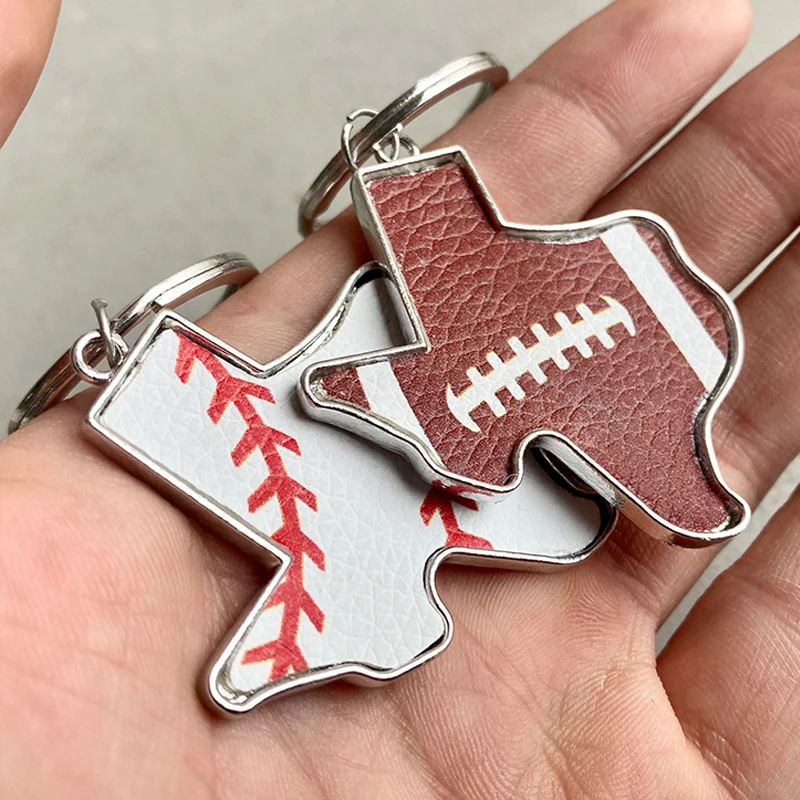 Texas Map Foortball Basket Baseball Portachiavi Per Bambini Atleta Dream Sport Portachiavi Regali Per Amico Coach Bags Pendenti
