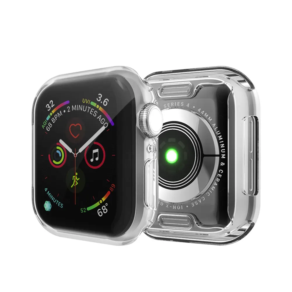 

Watch Cover Case for Apple Watch 4 5 3 2 44MM 40MM 42MM 38MM Soft 360 Slim Clear TPU Screen Protector for iWatch series