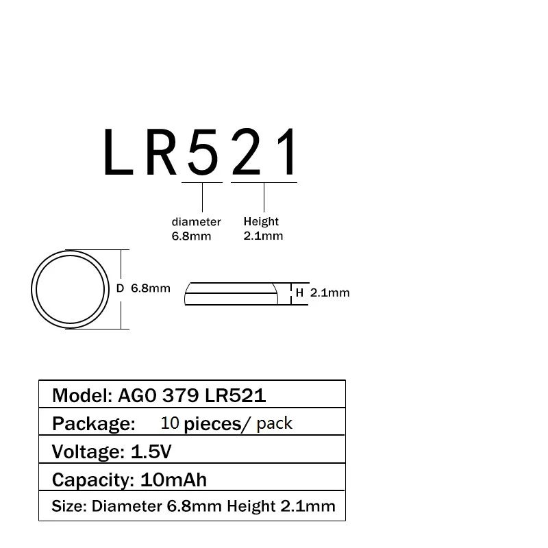 120 шт. AG0 щелочные батареи 1,5 V кнопка Батарея LR521 LR63 SR521S для мобильного часо-игрушка Камера Батарея