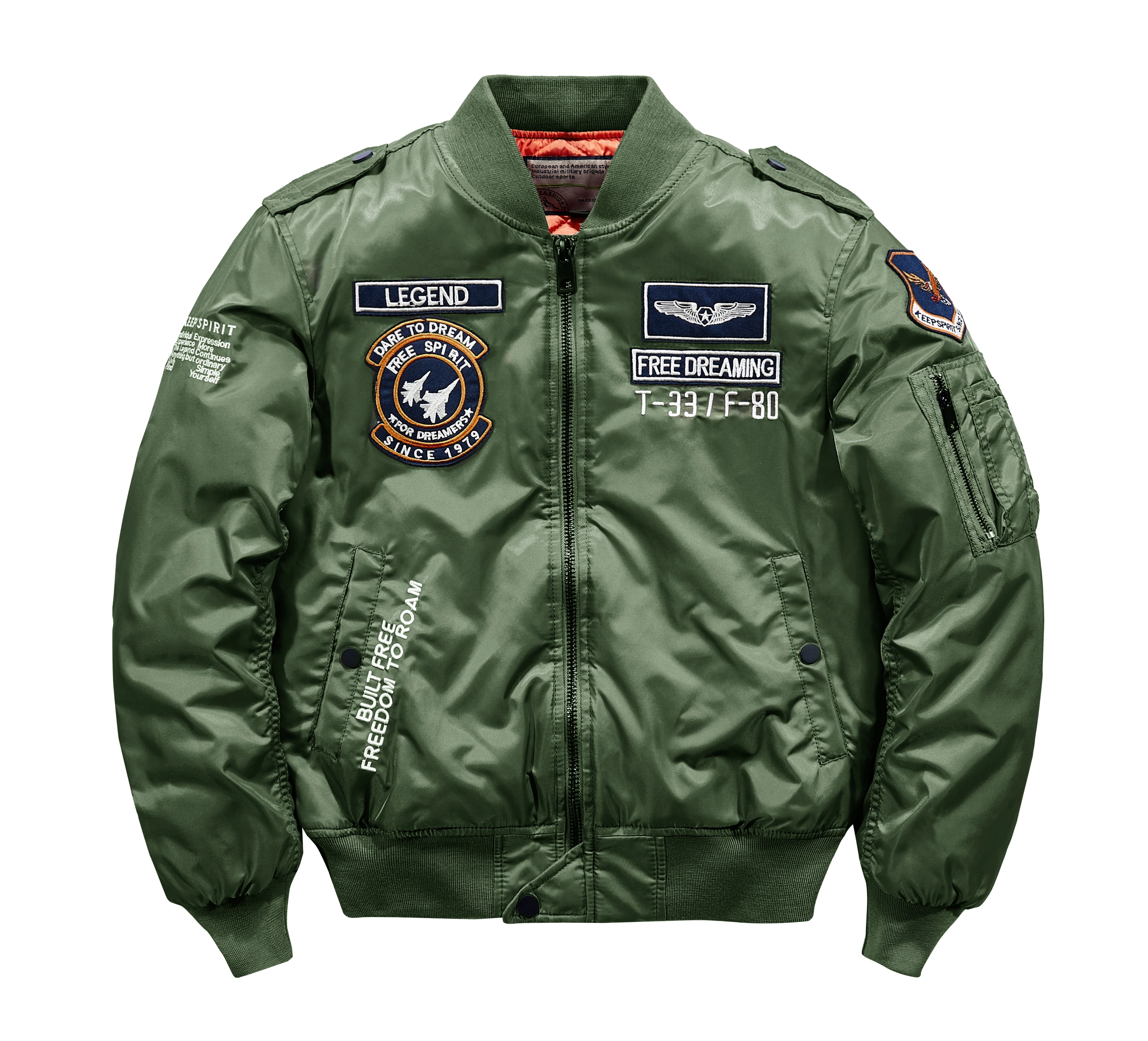 Fashion Hip Hop Streetwear Embroidery Inside Pockets Cotton Liner Zipper  Jacket Pilot Bomber Jacket Men Autumn Plus Size 5xl 6xl - Jackets - 