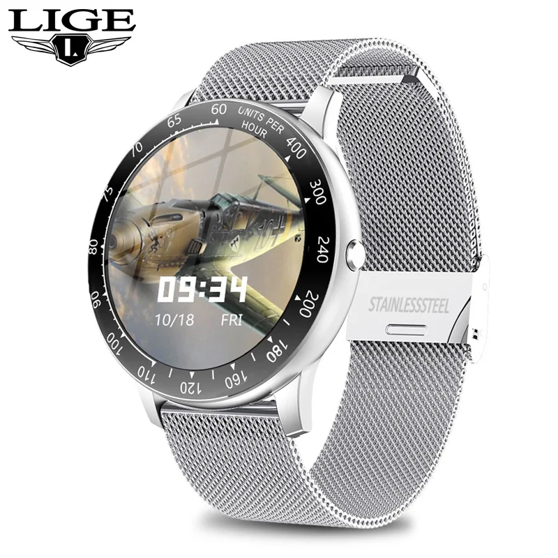 

LIGE New full touch Smart watch ladies men IP67waterproof sports suitable For Android iOS call information smartwatch ladies men